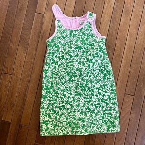 Lilly Pulitzer 8 Green White Floral Tank Top Dress - Flawed - Missing button‎